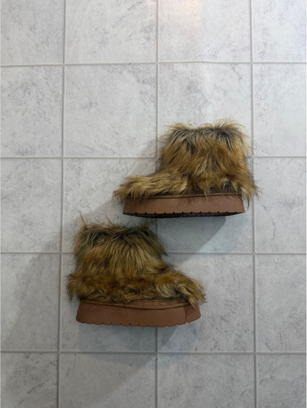 Brown Faux Fur Platform Boots